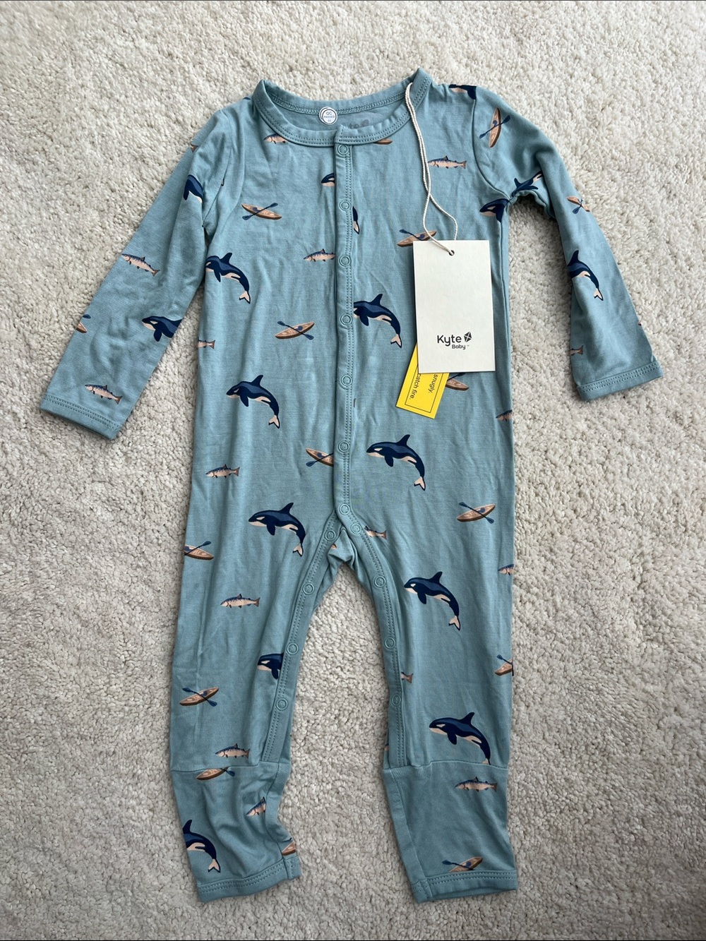 NWT Kyte Baby Orca Whale Romper